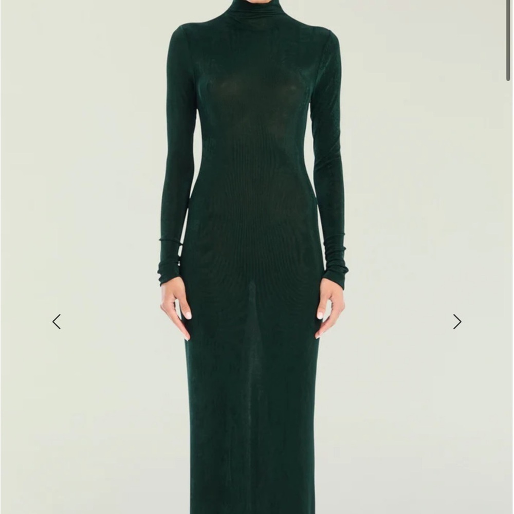 Chic Long Sleeve Dark Green Dress - Picture 1 of 7